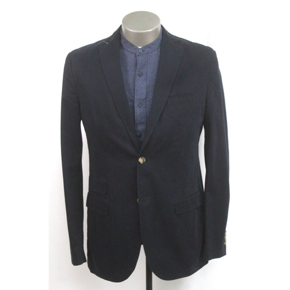 mens navy blue JKT New York Poole blazer jacket sport suit coat cotton‎ 40 L